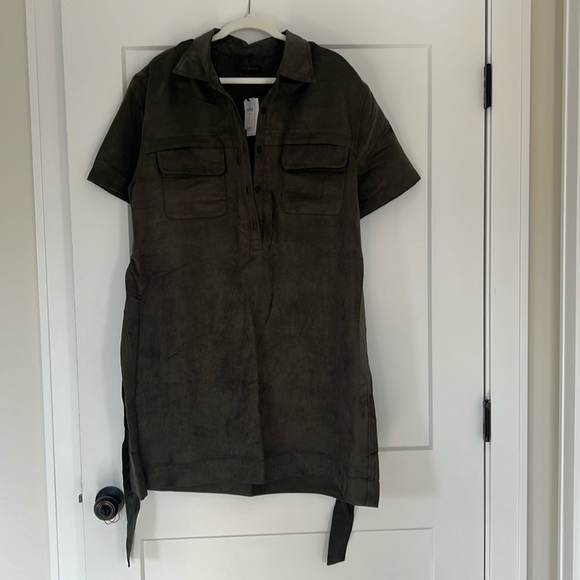 NWT Banana Republic suede green tie dress - Picture 2 of 5